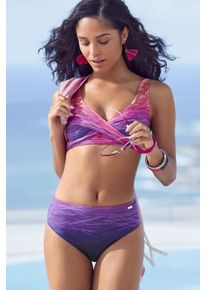 Triangel-Bikini Lascana, Damen, Gr. 40, Cup A, blau (marine, pink), Polyamid, Farbverlauf, Bikini-Sets Triangel-Bikini, mit Farbverlauf