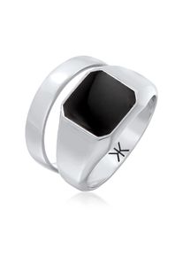 Ring-Set Kuzzoi "Ring Kuzzoi Siegelring Bandring Set 925 Silber" Gr. 66, silber, Fingerringe, Herren, 66, ohne Stein, Silber 925 (Sterlingsilber), 11mm, Ring-Set