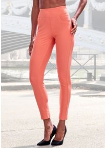 H.I.S. Leggings H.I.S, Damen, Gr. 48/50, N-Gr, orange (pfirsich), Obermaterial: 70% Baumwolle, 25% Polyester, 5% Elasthan, unifarben, Basic, Hosen Leggings, im Schlupfhosen Style