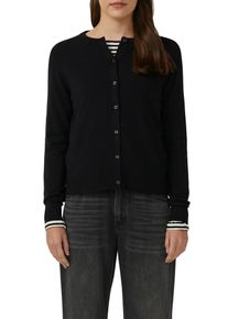 Strickjacke s.Oliver, Damen, Gr. 42, schwarz, Strick, Obermaterial: 72% Viskose, 28% Polyester, unifarben, regular fit normal, Rundhals, gerader Abschluss, Strickjacken Strickjacke, mit Knopfleiste