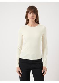 Langarmshirt Y.A.S "YASPALOMA LS TOP NOOS", Damen, Gr. XS, wei&szlig; (pristine), Jersey, Obermaterial: 67% Viskose, 30% Polyester, 3% Elasthan, unifarben, slim fit normal, Rundhals, Shirts Langarmshirt