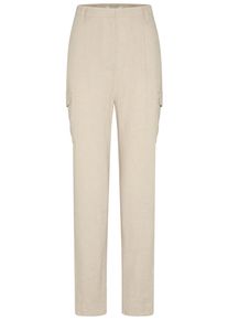 Stoffhose Bugatti, Damen, Gr. 46, Normalgr&ouml;&szlig;en, beige, 50% Baumwolle, 50% Leinen, normal, Hosen Stoffhose, mit G&uuml;rtelschlaufen