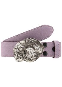 Lederg&uuml;rtel RETTUNGSRING G&Uuml;RTEL, Damen, Gr. 105, lila, Leder, unifarben, G&uuml;rtel Lederg&uuml;rtel, mit austauschbarer Schlie&szlig;e &raquo;Auster Muschel Silber&laquo;