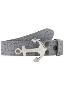 Lederg&uuml;rtel RETTUNGSRING G&Uuml;RTEL, Damen, Gr. 120, grau, Leder, gepr&auml;gtes Muster, G&uuml;rtel Lederg&uuml;rtel, mit austauschbarer Schlie&szlig;e &raquo;Anker S019 Satiniert&laquo;