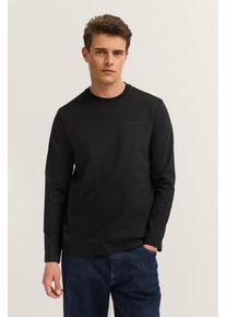 Longsweatshirt Bugatti "Rundhals", Herren, Gr. XXL, schwarz (290, schwarz), Jersey, 100% Baumwolle, unifarben, normal, Rundhals, Sweatshirts Longsweatshirt, im Modern Fit aus Baumwolle