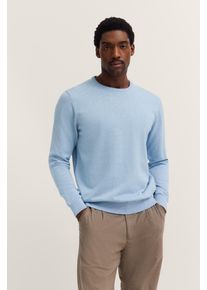Rundhalspullover Bugatti "Basic Essential", Herren, Gr. XL, blau (hellblau), 100% Baumwolle, regular fit, Rundhals, Rippb&uuml;ndchen, Pullover Rundhalspullover, aus reiner Baumwolle