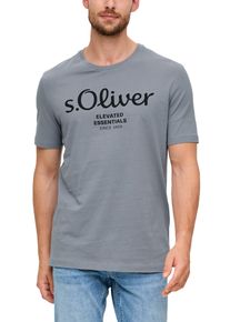 T-Shirt s.Oliver, Damen, Gr. S, grau (mid grau), Single Jersey, Obermaterial: 100% Baumwolle, bedruckt, regular fit h&uuml;ftlang, Rundhals, abgesteppte Kante, Shirts T-Shirt, mit Logo-Print