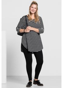 Leggings sheego, Damen, Gr. 42, Normalgr&ouml;&szlig;en, schwarz, 95% Baumwolle, 5% Elasthan, unifarben, Hosen Leggings