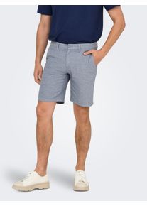 Only & Sons Chinoshorts ONLY & SONS "ONSMARK 0011 COTTON LINEN SHORTS NOOS", Herren, Gr. XXL, N-Gr, grau (flint stone), Web, Obermaterial: 73% Baumwolle, 25% Leinen, 2% Elasthan, unifarben, regular fit kniefrei, Hosen Chinoshorts
