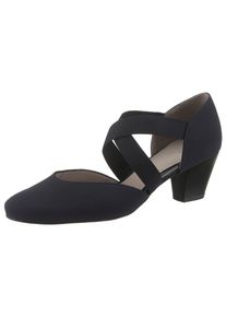 Spangenpumps Ara "TOULOUSE", Damen, Gr. 4,5 (37,5), blau (dunkelblau), Textil, unifarben, Schuhe Spangenpumps, Abendschuh, Festtagsschuh, Trichterabsatzmit elastischen Riemchen, Topseller