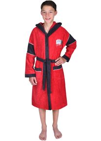 W&ouml;rner Kinderbademantel W&Ouml;RNER "Headphones" Gr. 164, rot, L:95cm, Baumwoll-Webfrottier, Hausm&auml;ntel, Kinderbademantel, mit Stickerei, mit Taschen, maschinenwaschbar, trocknergeeignet