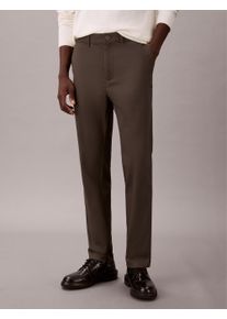 Stoffhose Calvin Klein "SLIM TAPERED SATEEN CHINO TROUSE", Herren, Gr. 31, L&auml;nge 34, grau (beluga), Web, Obermaterial: 97% Baumwolle, 3% Elasthan, unifarben, slim fit lang, Hosen Stoffhose, slim fit