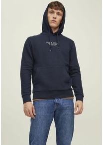 Jack & Jones Kapuzensweatshirt JACK & JONES "JPRBLUARCHIE SWEAT HOOD NOOS", Herren, Gr. XXL, blau (navy blazer), angeraute Sweatware, Obermaterial: 70% Baumwolle, 30% Polyester, bedruckt, normal h&uuml;ftlang, Rundhals, Sweatshirts Kapuzensweatshirt