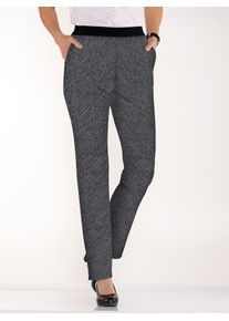 Schlupfhose Classic Basics, Damen, Gr. 46, Normalgr&ouml;&szlig;en, grau (schwarz, grau, meliert), 97% Polyester, 3% Elasthan, gemustert, lang, Hosen Schlupfhose
