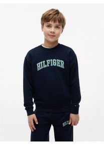 Sweatshirt Tommy Hilfiger "HILFIGER VARSITY SWEATSHIRT", Jungen, Gr. 12 (152), schwarz night navy, Sweatware, Obermaterial: 80% Baumwolle, 20% Polyester, unifarben, regular fit h&uuml;ftlang, Rundhals, Rippb&uuml;ndchen, Sweatshirts Sweatshirt, f&uuml;r Kinder bis 16 Jahre, Rundhals