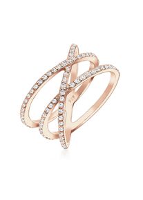 Silberring Elli "Ring Verschlungen Kristalle 925 Silber" Gr. 54, rosa (rosegold), Fingerringe, Damen, 54, Silber 925 (Sterlingsilber), Silberring