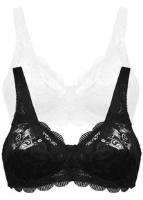 B&uuml;gelloser BH SuSa "Latina", Damen, Gr. 75, Cup D, schwarz-wei&szlig; (wei&szlig;, schwarz), Spitze, Obermaterial: 77% Polyamid, 15% Baumwolle, 8% Elasthan, unifarben, bequem, BHs B&uuml;gelloser BH, zarte Spitze, atmungsaktiv, elastisch, bequem, BH-Set