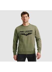 PME-Legend Sweatshirt PME LEGEND "Crewneck soft terry with logo", Herren, Gr. L, gr&uuml;n (loden gr&uuml;n), Sweatware, Obermaterial: 100% Baumwolle, bedruckt, regular fit normal, Rundhals, B&uuml;ndchen, Sweatshirts Sweatshirt, mit Logo Print