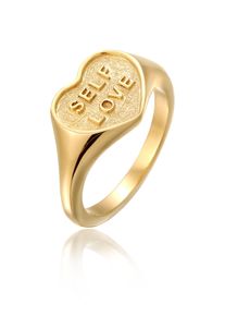 Siegelring Elli "Ring Siegelring Herz 925 Sterling Silber" Gr. 52, gold, Fingerringe, Damen, 52, ohne Stein, Silber 925 (Sterlingsilber), 13mm, Siegelring