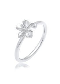 Silberring NENALINA "Ring Frangipani Bl&uuml;te Blume Zirkonia 925 Silber" Gr. 52, silber, Fingerringe, Damen, 52, Silber 925 (Sterlingsilber), Silberring