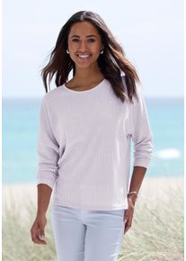 Langarmshirt Vivance "in modischer Struktur-Optik", Damen, Gr. 48/50, lila (flieder), Strick, Obermaterial: 55% Polyester (REPREVE), 42% Viskose, 3% Elasthan, Strukturmuster, figurumspielend, Rundhals, Shirts Langarmshirt, aus pflegeleichter Strickqualit&auml;t mit Viskose