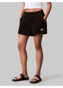 Sweatshorts Calvin Klein Jeans "A - FRNCH TRRY BDG L", Damen, Gr. XXL (46), N-Gr, schwarz, Sweatware, Obermaterial: 100% Baumwolle, unifarben, gerade kurz, Hosen Sweatshorts, Mit elastischem Bund