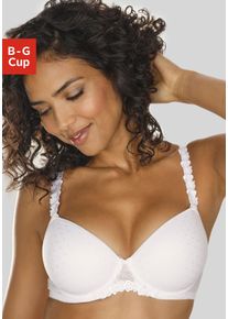 Schalen-BH Lascana, Damen, Gr. 70, Cup F, wei&szlig;, Spitze, Obermaterial: 88% Polyamid, 10% Elasthan, 2% Polyester, BHs Schalen-BH, mit B&uuml;gel, mit verzierten Tr&auml;gern, Dessous, Topseller
