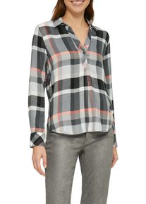 Langarmbluse s.Oliver, Damen, Gr. 46, grau (asphalt check), Obermaterial: 50% Modal, 50% Viskose, kariert, regular fit taillenbedeckt, ohne Ausschnitt, Manschette, Blusen Langarmbluse, mit Karo Muster
