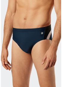 Badeslip Schiesser "Nautical Active", Herren, Gr. 9, N-Gr, blau (801, blau), Gewirkt, Obermaterial: 82% Polyamid, 18% Elasthan, Badehosen Badeslip, mit komfortablem Innenslip, Bindekordel