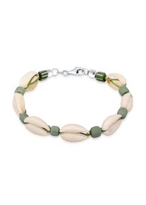 Armkette Kuzzoi "Armband Kauri Muschel Beach Surfer Festival 925 Silber" Gr. 230, gr&uuml;n, Armb&auml;nder, Herren, 230, Silber 925 (Sterlingsilber), Armkette