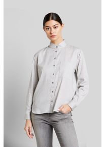Langarmbluse Bugatti, Damen, Gr. 40, grau (hellgrau), 70% Baumwolle, 27% Polyamid, 3% Elasthan, gestreift, normal, ohne Ausschnitt, 2-Knopf-Manschette, Blusen Langarmbluse, aus elastischer Baumwollmischung