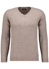 Rundhalspullover Ragman, Herren, Gr. 58, braun (camel), Strick, 90% Wolle 10% Cashmere, V-Ausschnitt, Pullover Rundhalspullover