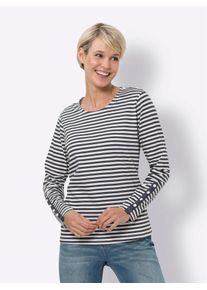 T-Shirt Classic Basics "Streifenshirt", Damen, Gr. 52, blau (marine, champagner, geringelt), 100% Baumwolle, gemustert, gestreift, mehrfarbig, Rundhals, Shirts T-Shirt