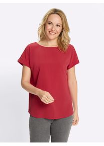 Schlupfbluse Classic Basics, Damen, Gr. 46, erdbeere, 100% Polyester, unifarben, Rundhals, Blusen Schlupfbluse