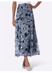 CR&Eacute;ATION L Bahnenrock CREATION L, Damen, Gr. 18, blau (marine, bleu, bedruckt), 100% Polyester, gebl&uuml;mt, gemustert, mehrfarbig, lang, R&ouml;cke Bahnenrock