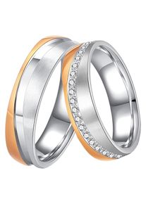 Trauring DOOSTI "Schmuck Geschenk Edelstahl Trauring Ehering Partnerring LIEBE" Gr. 60, rosa (edelstahlfarben, ros&eacute;goldfarben), Fingerringe, Damen, 60,mit Zirkonia, Edelstahl, 6mm, Trauring, wahlweise mit oder ohne Zirkonia