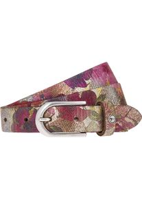 Lederg&uuml;rtel Tamaris, Damen, Gr. 90, bunt (multi, gold), Rindsleder, G&uuml;rtel Lederg&uuml;rtel, stilvolles Leo-Muster, hochwertiges Rindleder mit Vintage-Finish