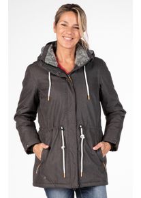 Parka LPO "PAISLEY II NEW WOMEN", Damen, Gr. 36/38 (M), grau (anthrazit), 100% Polyester, tailliert, gerader Abschluss mit Druckkn&ouml;pfen, Jacken Parka, leicht wattierter Parka mit abnehmbarer Kapuze