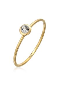 Silberring Elli Premium "Ring Solit&auml;r Mondstein Edelstein 375 Gelbgold" Gr. 52, gold, Fingerringe, Damen, 52, Gelbgold 375, Silberring