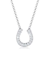 Silberkette Elli "Halskette Hufeisen Gl&uuml;ck Zirkonia 925 Sterling Silber" Gr. 45, wei&szlig;, Halsketten, Damen, 45,mit Stein, Silber 925 (Sterlingsilber), Silberkette