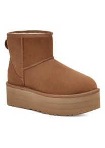 UGG Australia Plateaustiefelette UGG "Classic Mini Platform", Damen, Gr. 5 (36), braun (chestnut), Veloursleder, Schuhe Plateaustiefelette, Winterboots, Plateau Stiefel, Schlupfstiefel zum Schlupfen