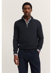 Troyer Bugatti "Basic Essential", Herren, Gr. M, blau (marine), 100% Baumwolle, unifarben, regular fit, ohne Ausschnitt, Rippb&uuml;ndchen, Pullover Troyer, aus reiner Baumwolle
