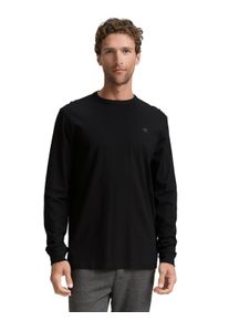 Langarmshirt Tom Tailor, Damen, Gr. M, schwarz, Single Jersey, Obermaterial: 100% Baumwolle, unifarben, regular fit taillenbedeckt, Rundhals, B&uuml;ndchen, Shirts Langarmshirt, mit Logo Stickerei