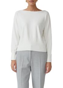 Strickpullover s.Oliver BLACK LABEL, Damen, Gr. 46, wei&szlig;, Strick, Obermaterial: 71% Viskose, 29% Polyester, unifarben, regular fit taillenbedeckt, U-Boot-Ausschnitt, Rippb&uuml;ndchen, Pullover Strickpullover, mit Fledermaus&auml;rmeln