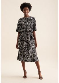 Midirock Seidensticker "Schwarze Rose", Damen, Gr. 46, schwarz, 100% Leinen, Paisley, normal, R&ouml;cke Midirock