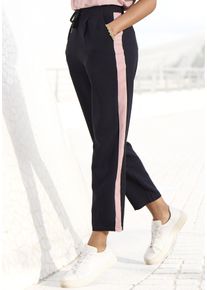 Schlupfhose Vivance, Damen, Gr. 46, N-Gr, lila (schwarz, mauve), Jersey, Obermaterial: 95% Polyester, 5% Elasthan, unifarben mit Farbeinsatz, figurumspielend kn&ouml;chellang, Hosen Schlupfhose, mit sportlichen Kontraststreifen, Topseller