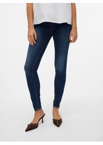 V&eacute;ro Moda Skinny-fit-Jeans VERO MODA "VMFLASH MR SKINNY JEANS LI3303 GA NOOS", Damen, Gr. XS (34), L&auml;nge 32, blau (dunkelblau denim), Denim/Jeans, Obermaterial: 89% Baumwolle, 9% Elastomultiester, 2% Elasthan, unifarben, skinny fit lang, Jeans Skinny-fit-Jeans, Baumwollmischung mit Stretch, regular waist, skinny fit