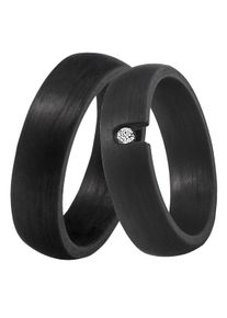 Trauring DOOSTI "Schmuck Geschenk CARBON Trauring Ehering Partnerring LIEBE" Gr. 58, schwarz, Fingerringe, Damen, 58,mit Zirkonia, Carbon, 6mm, Trauring, wahlweise mit oder ohne Zirkonia
