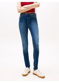 Skinny-fit-Jeans Tommy Jeans "Nora Mid Rise Skinny Fit", Damen, Gr. 30, L&auml;nge 32, blau (denim schwarz), Denim/Jeans, Obermaterial: 98% Baumwolle, 2% Elasthan, unifarben, skinny fit, Jeans Skinny-fit-Jeans