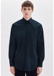 Businesshemd Seidensticker "Regular", Damen, Gr. XXL45, normale &Auml;rmell&auml;ngen, blau (dunkelblau), 100% Baumwolle, gepunktet, regular fit, 2-Knopf-Manschette, Hemden Businesshemd, Regular Langarm Kentkragen Punkte